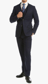 Tweed Men's Slim Fit 3 Piece Suit in Navy - Upscale Men's Fashion