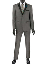 Ultra Slim Fit Gray with Black Lapel 2 Piece Tuxedo - Upscale Men's Fashion