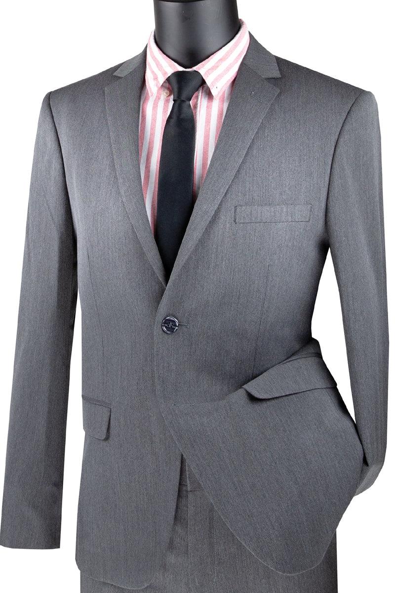Ultra Slim Fit Stretch 2 Piece Suit Color Charcoal - Upscale Men's Fashion