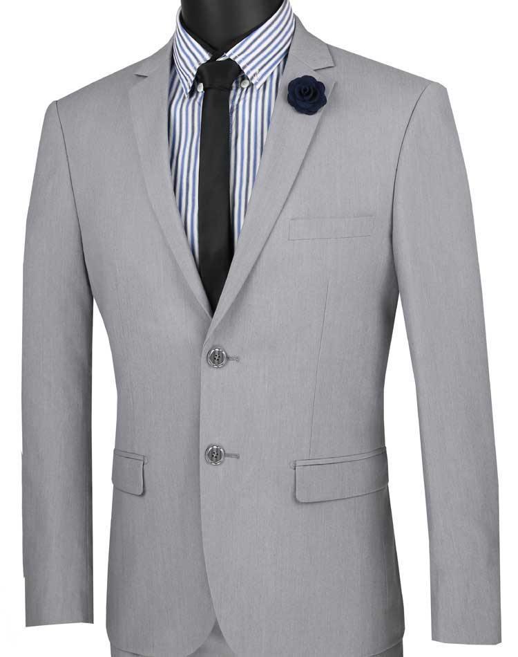 Ultra Slim Fit Stretch 2 Piece Suit Color Gray - Upscale Men's Fashion