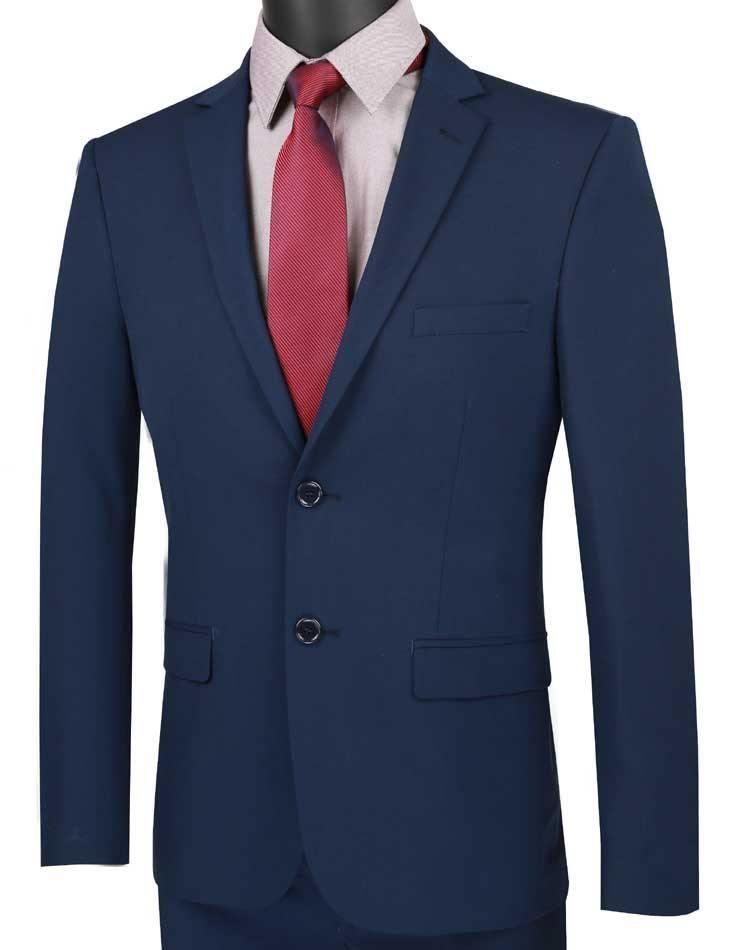 Ultra Slim Fit Stretch 2 Piece Suit Color Navy - Upscale Men's Fashion