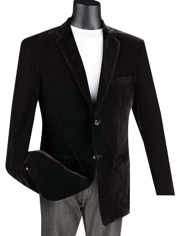 Velvet Sport Coat Color Black - Upscale Men's Fashion