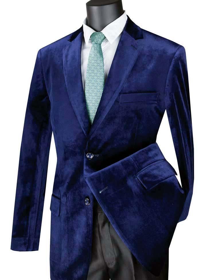 Velvet Sport Coat Color Navy - Upscale Men's Fashion