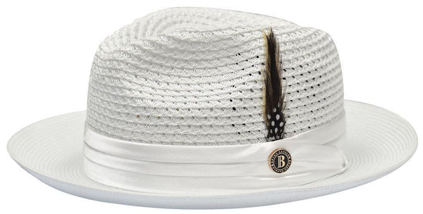 White Fedora Braided Straw Hat - Upscale Men's Fashion