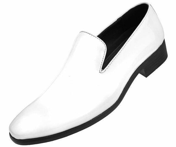 White Slip On Shiny Tuxedo Shoes - Upscale Men's Fashion