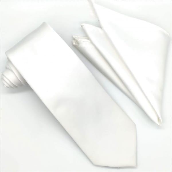 White Tie and Hanky Set - Upscale Men's Fashion