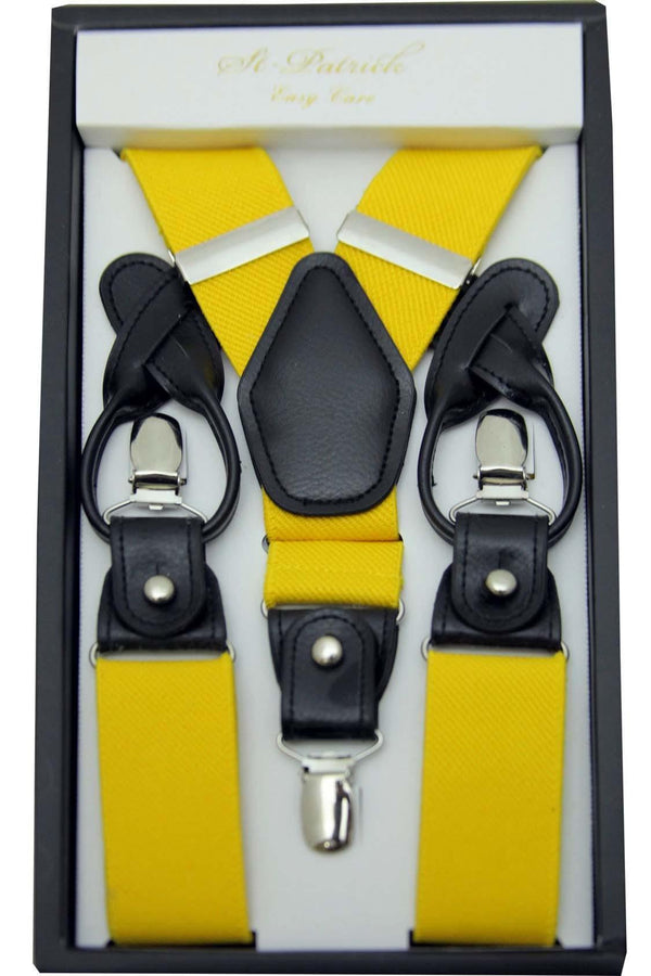Yellow Convertible Suspender Clip & Button - Upscale Men's Fashion